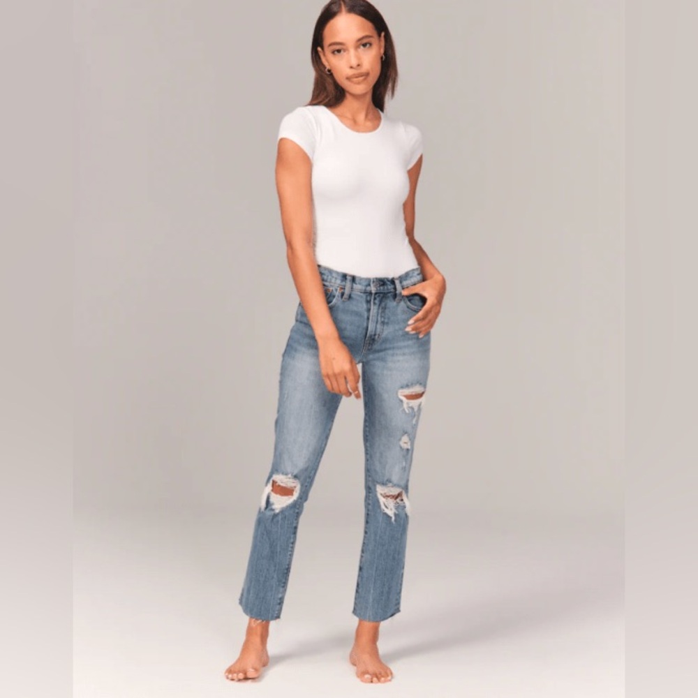 Abercrombie The boyfriend Mid Rise 27/4 blue Distress